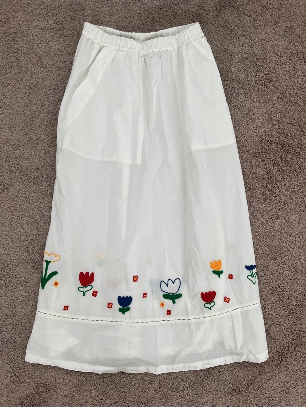 Bobo Choses White Garden Embroidery Poplin Skirt Women’s Size XS